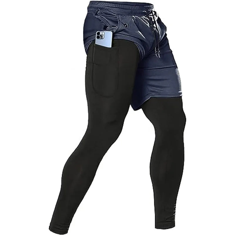 Calças esportivas masculinas 2 em 1 treinamento atlético treino esportivo treino masculino jogging calças ginásio de fitness correndo calças