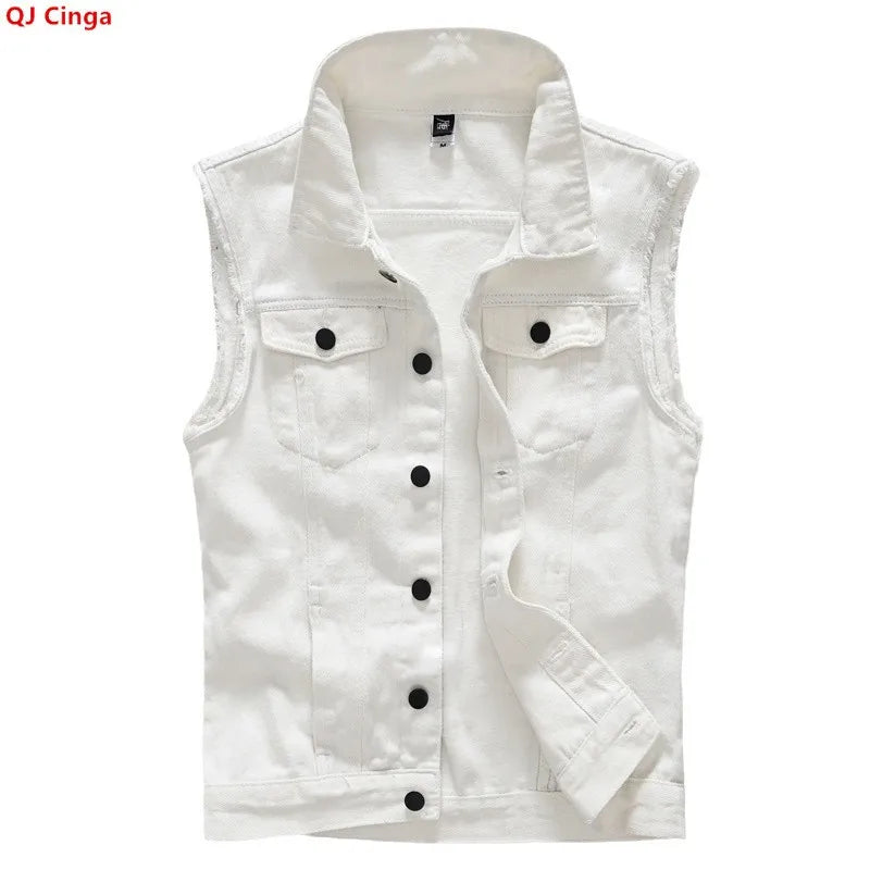 Colete Jeans com Gola Entalhada