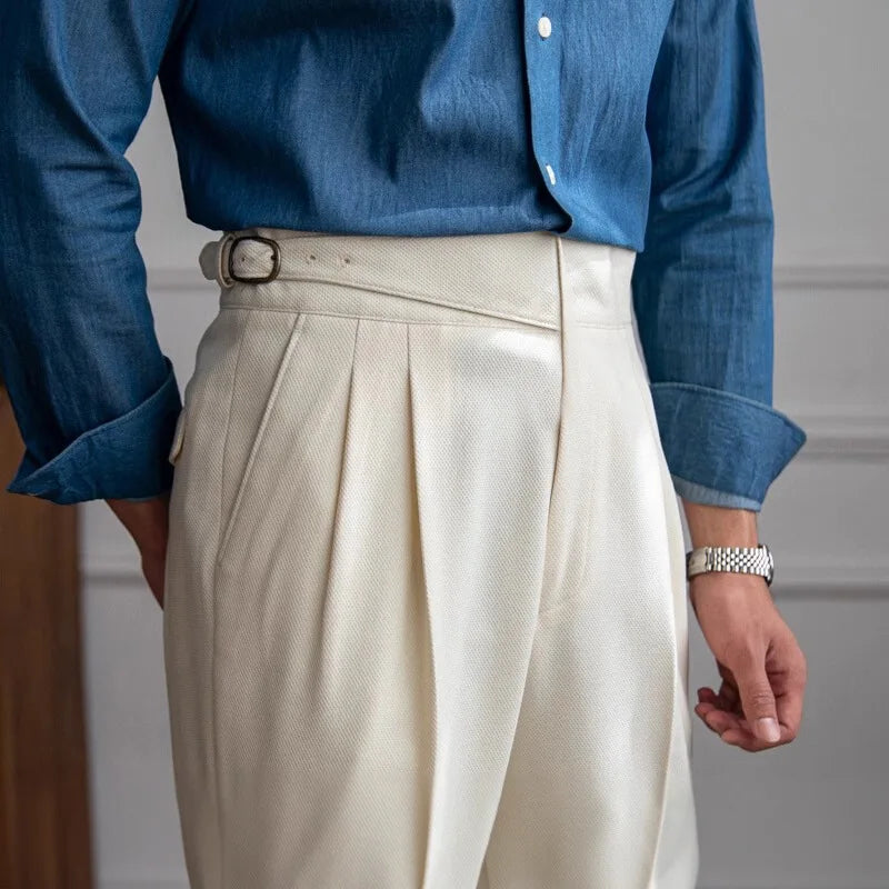 Calças de Terno Masculinas Plissadas