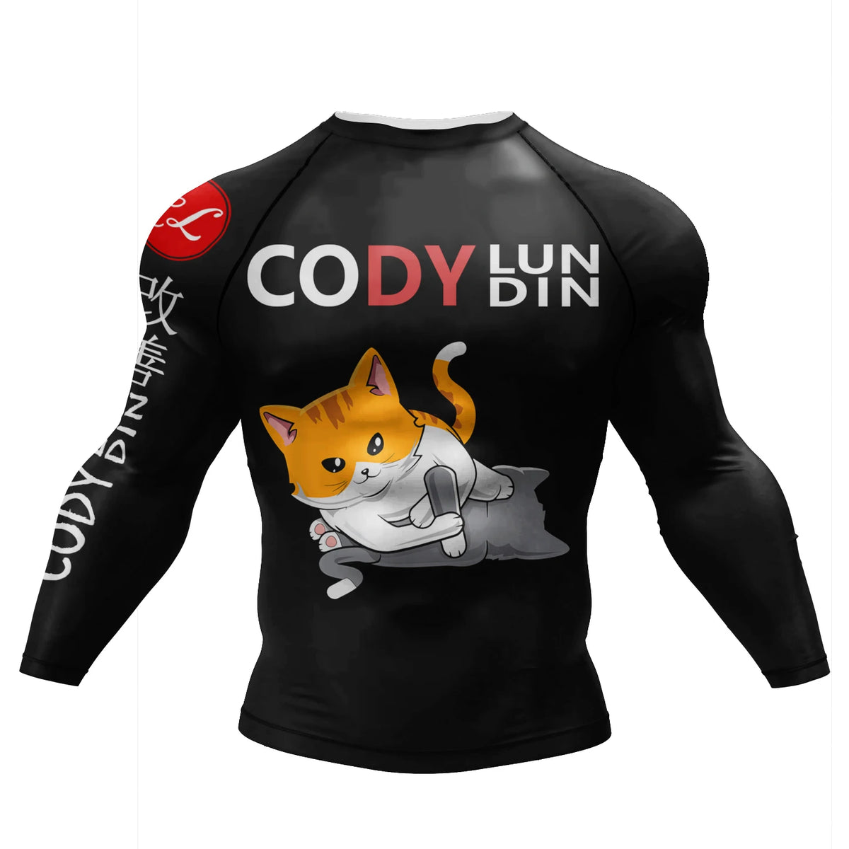 Camiseta de Compressão Masculina Cody Lundin para Academia, Rashguard de Manga Longa com Sublimação, Jersey Personalizado para BJJ Jiu Jitsu e Boxe