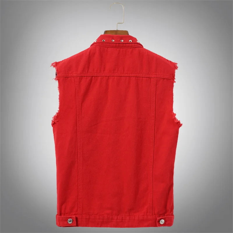 Colete Jeans de Lapela com Abotoamento Simples