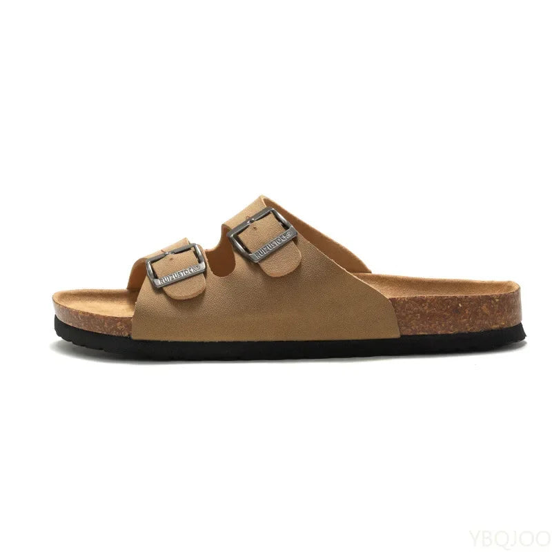 Chinelo de couro com fivela