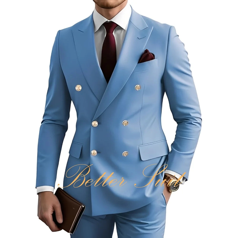 Terno Formal Slim-Fit com Blazer Duplo Breasted