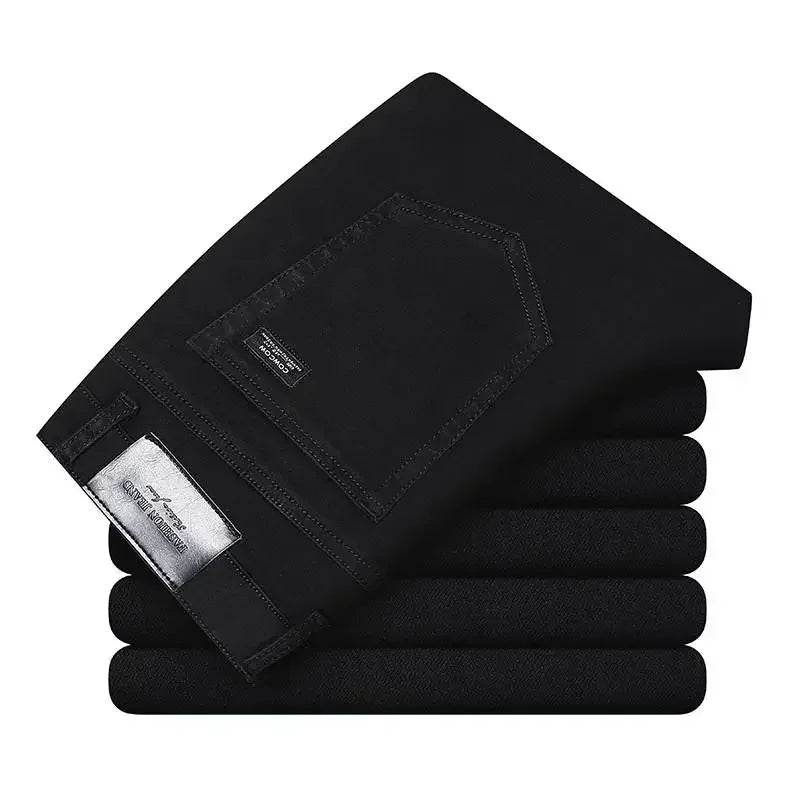 Calça Jeans Casual de Algodão em Corte Reto