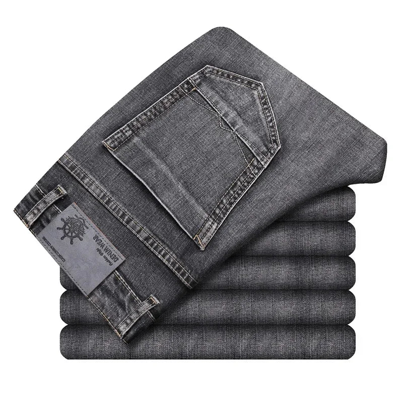 Calça Jeans Casual de Algodão em Corte Reto