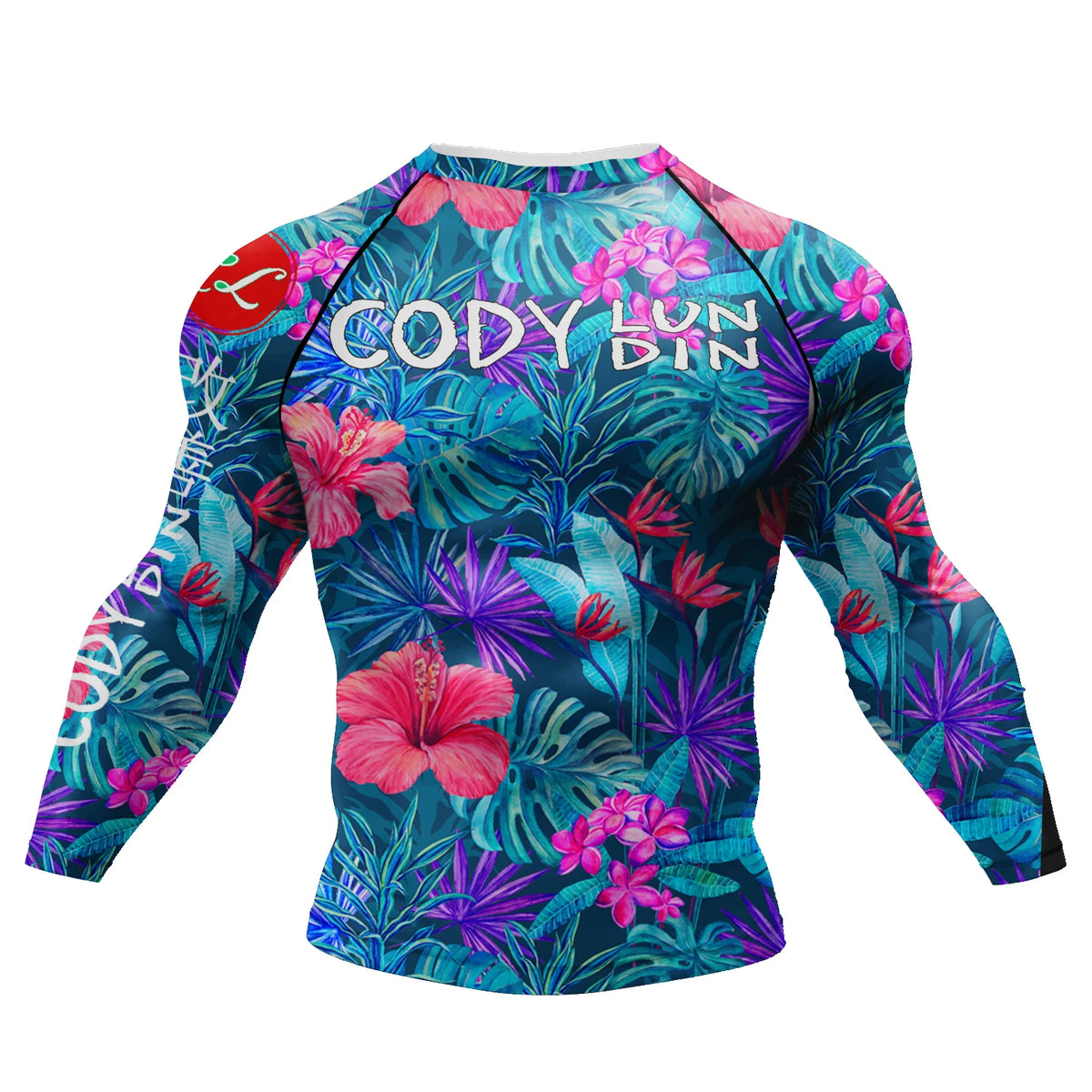 Camiseta de Compressão Masculina Cody Lundin para Academia, Rashguard de Manga Longa com Sublimação, Jersey Personalizado para BJJ Jiu Jitsu e Boxe