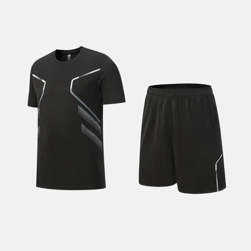 Roupas de Fitness em Tecido de Seda Gelada, Camiseta de Secagem Rápida para Homens, Conjunto de Camiseta de Manga Curta e Shorts para Treino Esportivo