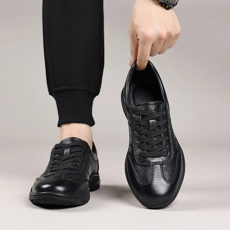 Ténis casuais de couro genuíno