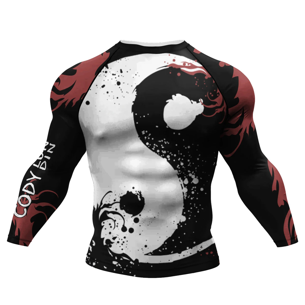Camiseta de Compressão Masculina Cody Lundin para Academia, Rashguard de Manga Longa com Sublimação, Jersey Personalizado para BJJ Jiu Jitsu e Boxe