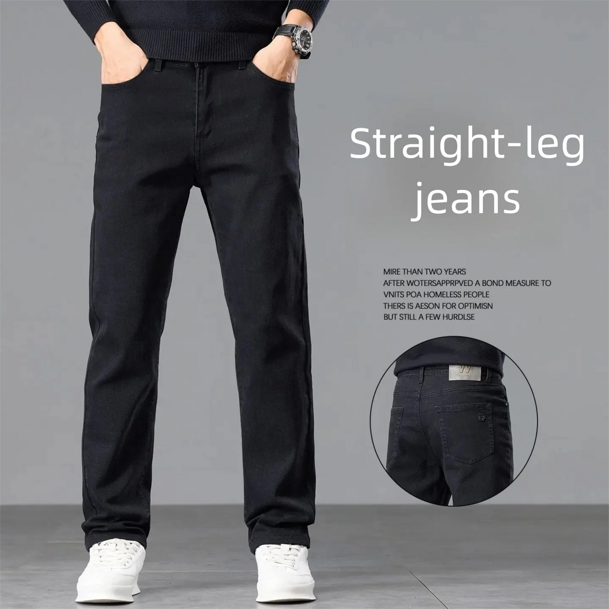 Calças Jeans Sólida Clássica Slim