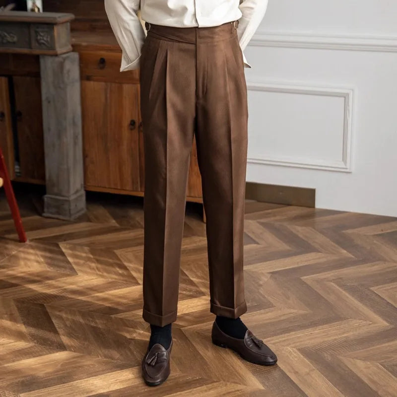 Calças de Terno Masculinas Plissadas