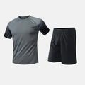 Roupas de Fitness em Tecido de Seda Gelada, Camiseta de Secagem Rápida para Homens, Conjunto de Camiseta de Manga Curta e Shorts para Treino Esportivo