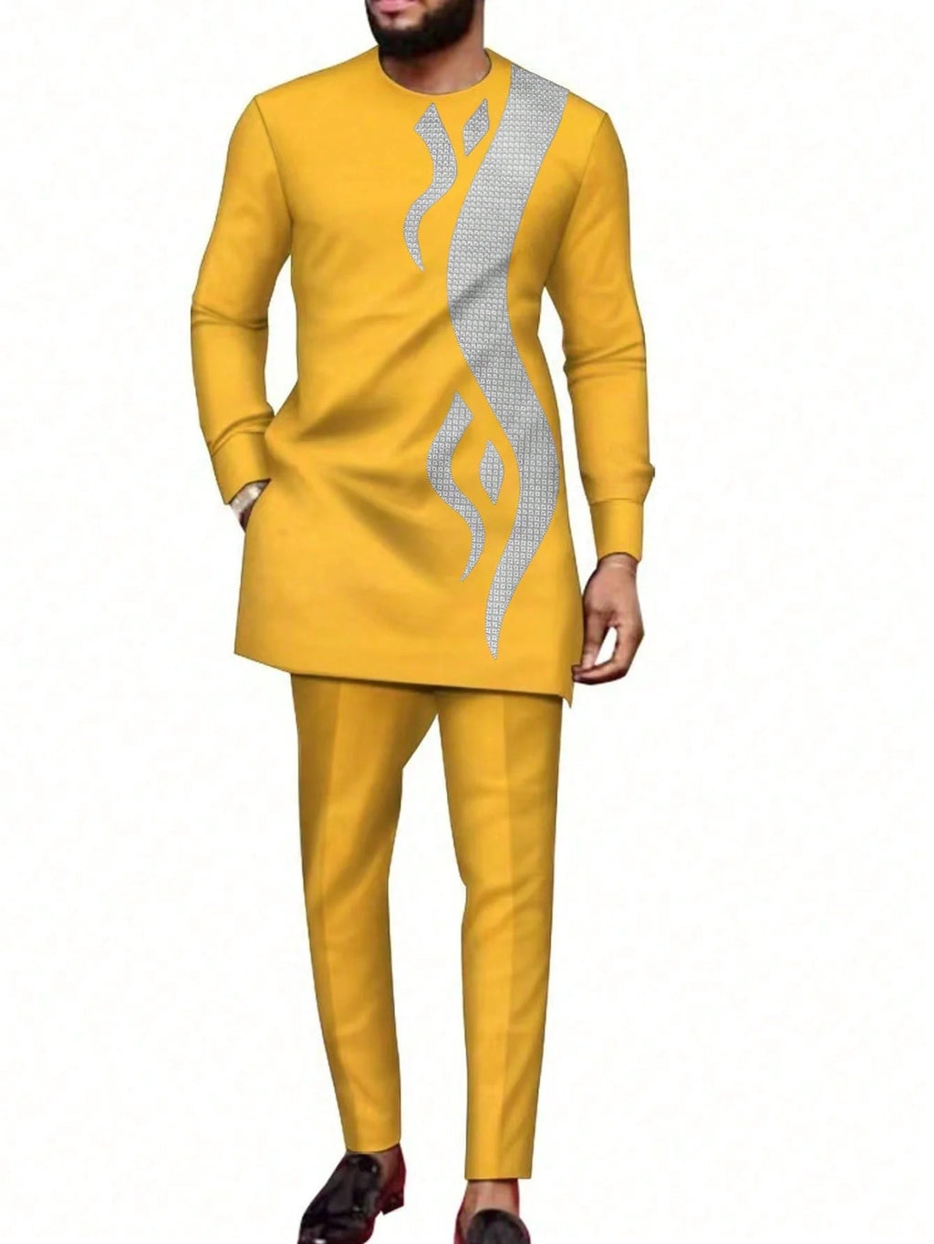 Fato Africano (Camisa+Calças Monocromáticas)