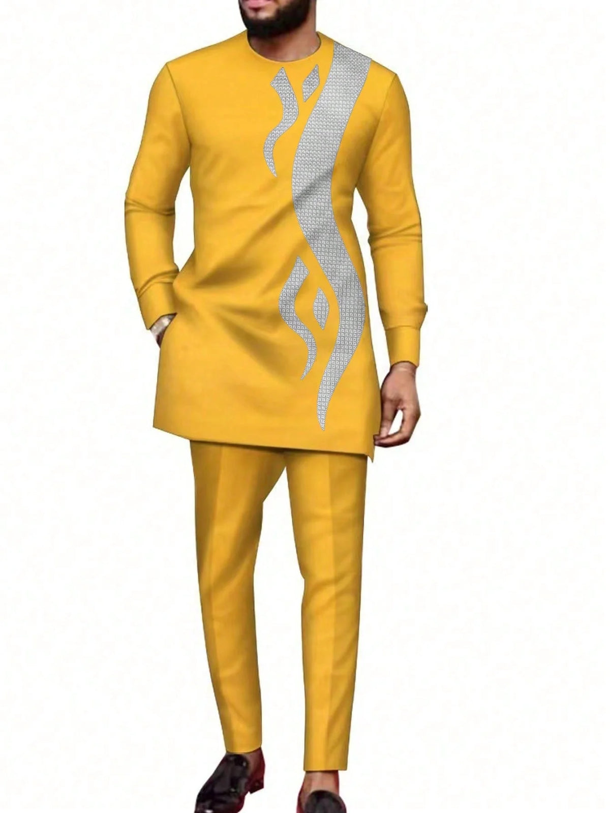 Fato Africano (Camisa+Calças Monocromáticas)