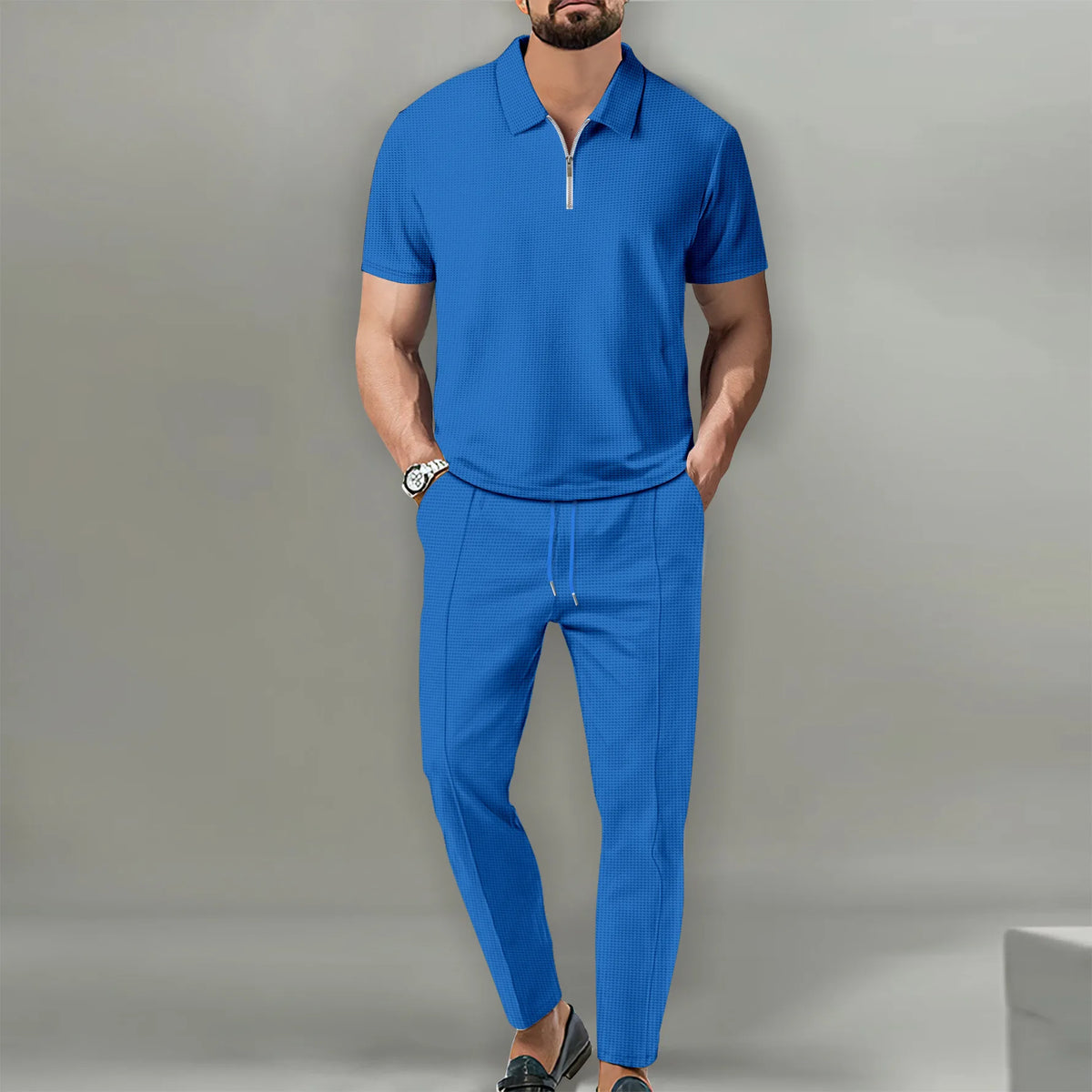 POLO de Manga Curta Elegante Conjunto Casual Streetwear