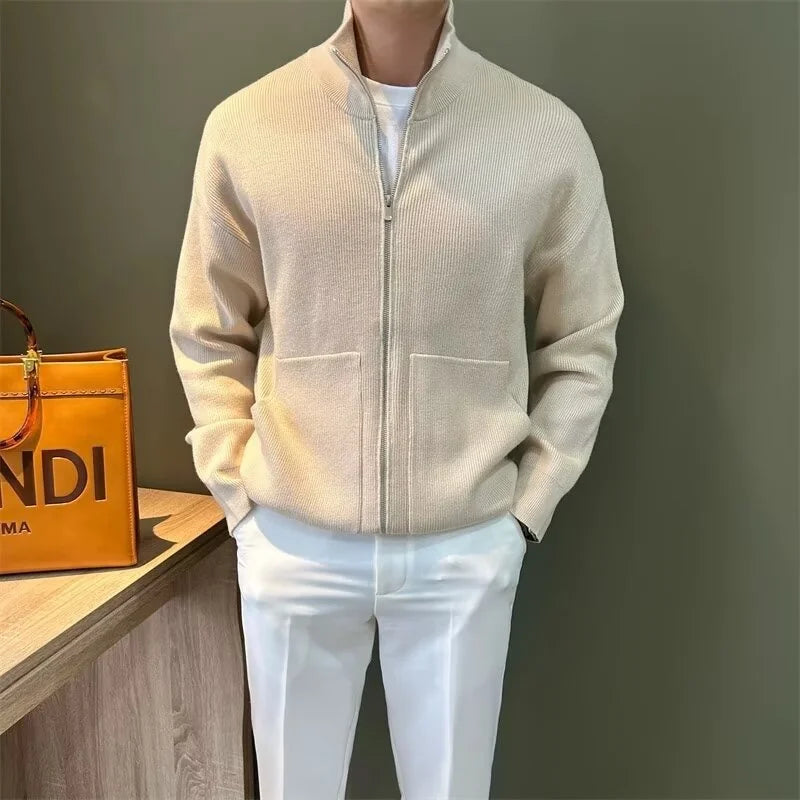 Camisola cardigan de gola alta