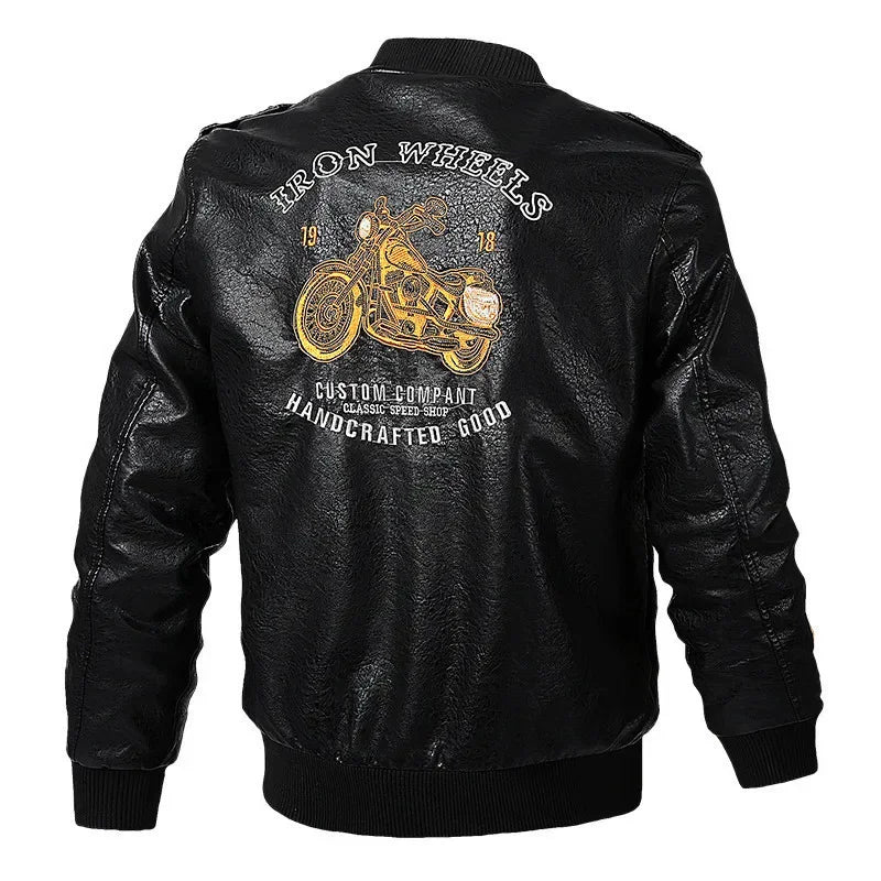 Jaqueta de couro PU motociclista