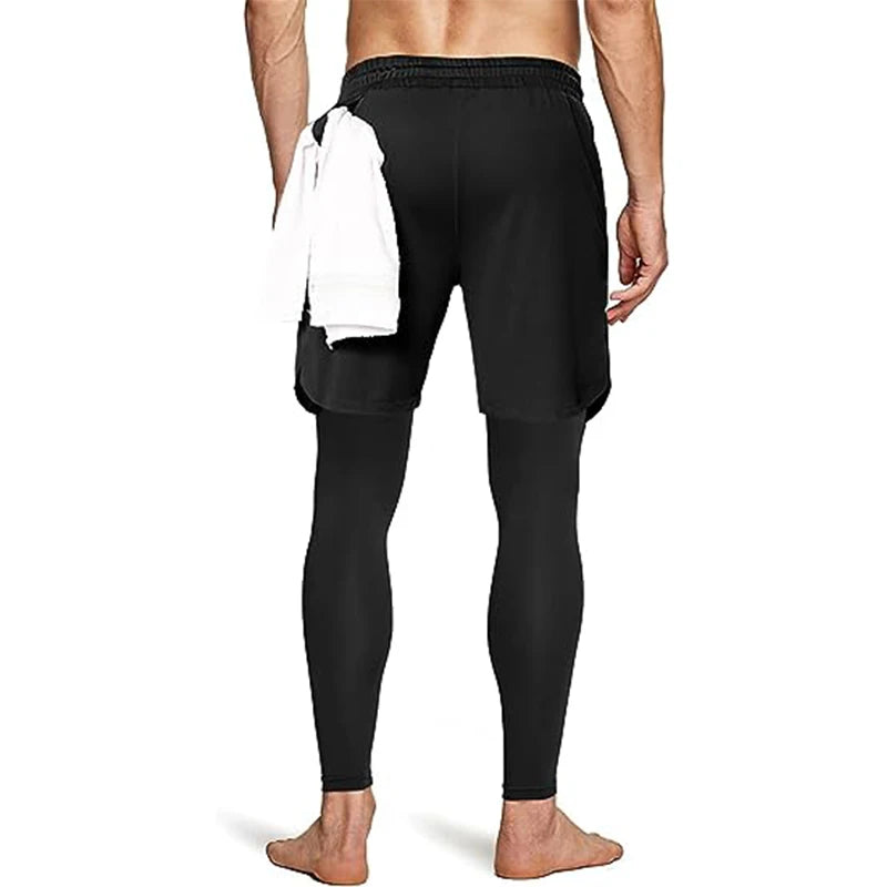 Calças esportivas masculinas 2 em 1 treinamento atlético treino esportivo treino masculino jogging calças ginásio de fitness correndo calças