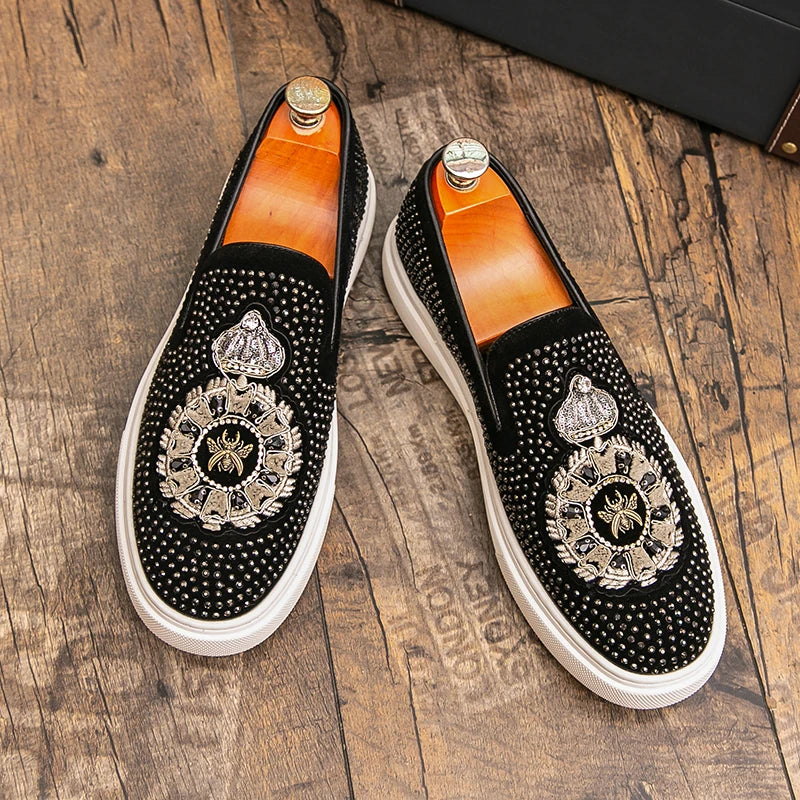 Mocassins Casuais macios estilo punk