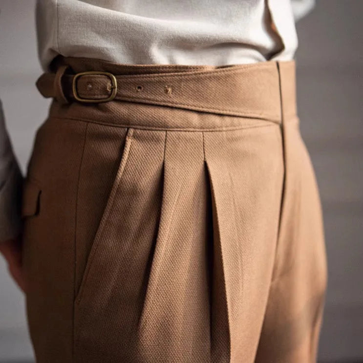 Calças de Terno Masculinas Plissadas