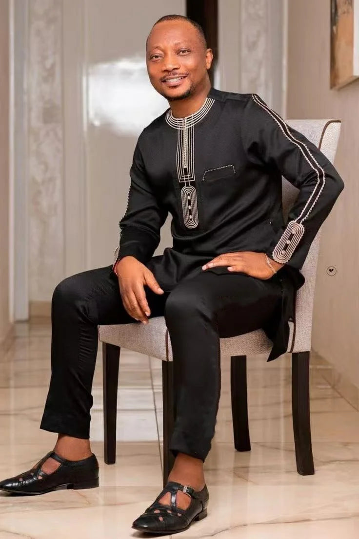 Fato Africano (Camisa+Calças Monocromáticas)