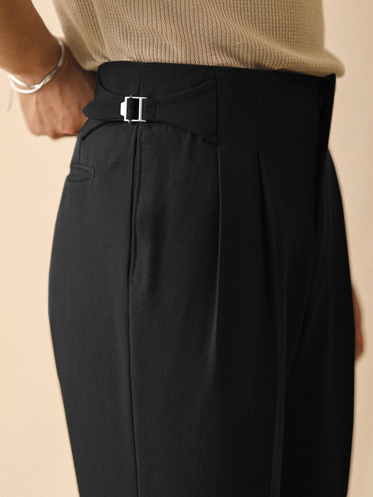 Calça Italiana Napolitana de Cintura Alta Casual