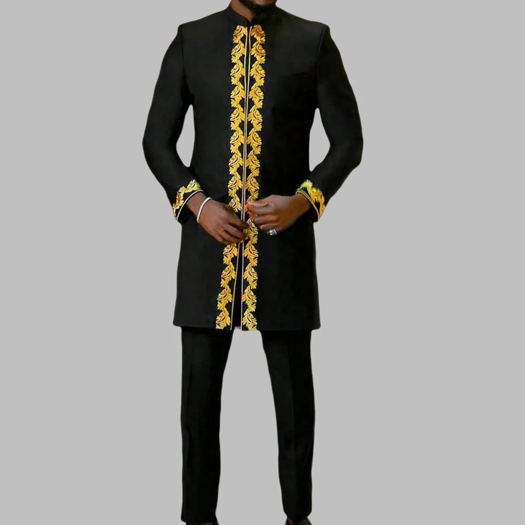 Fato Africano (Camisa+Calças Monocromáticas)