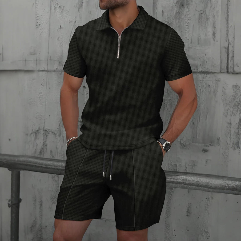 POLO de Manga Curta Elegante Conjunto Casual Streetwear