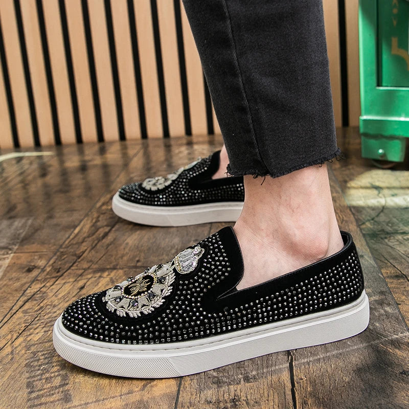Mocassins Casuais macios estilo punk
