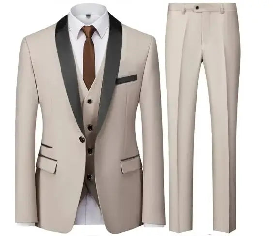 Preto masculino outono festa de casamento três peças conjunto tamanho grande masculino blazer casaco calças e colete moda fino ajuste terno