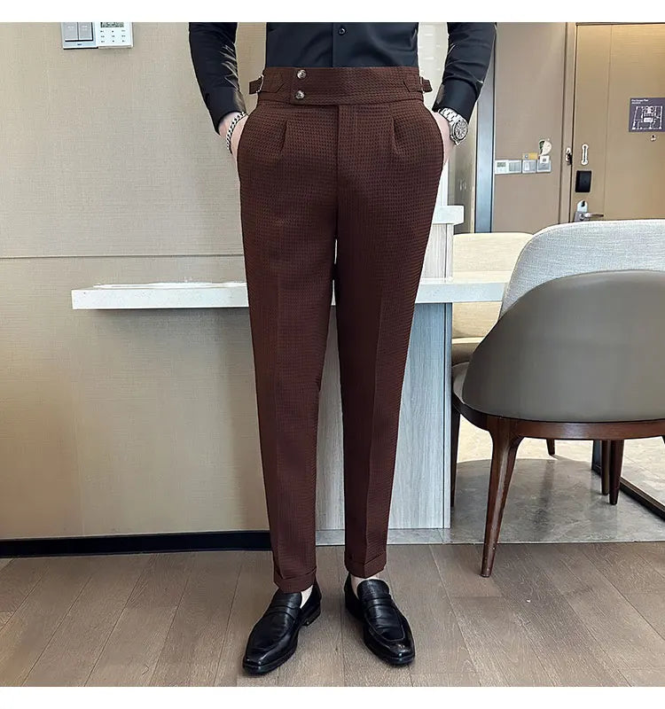 Calças Sociais de Cintura Alta Slim-Fit