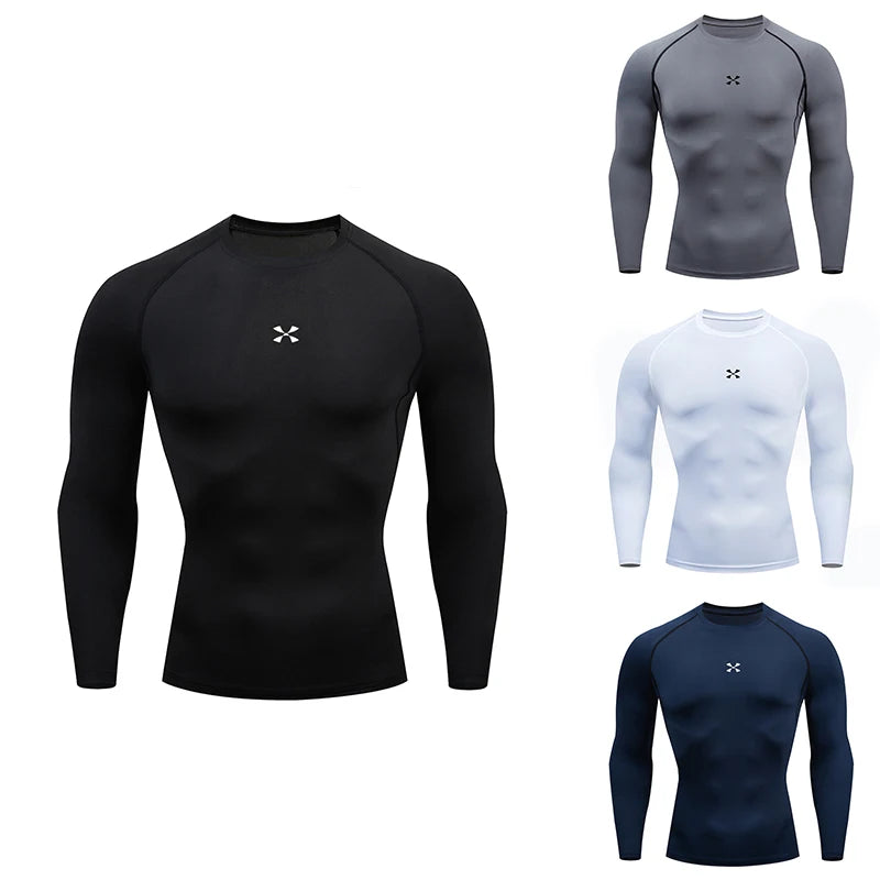 Camisa de compressão t dos homens verão roupas esportivas correndo camiseta elástica secagem rápida esporte topos t atlético ginásio treino camisas