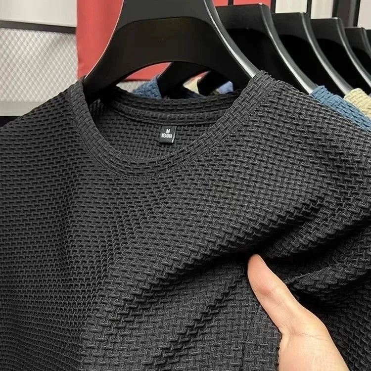 Camiseta de verão em malha de bambu e seda gelada