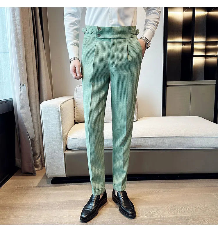 Calças Sociais de Cintura Alta Slim-Fit