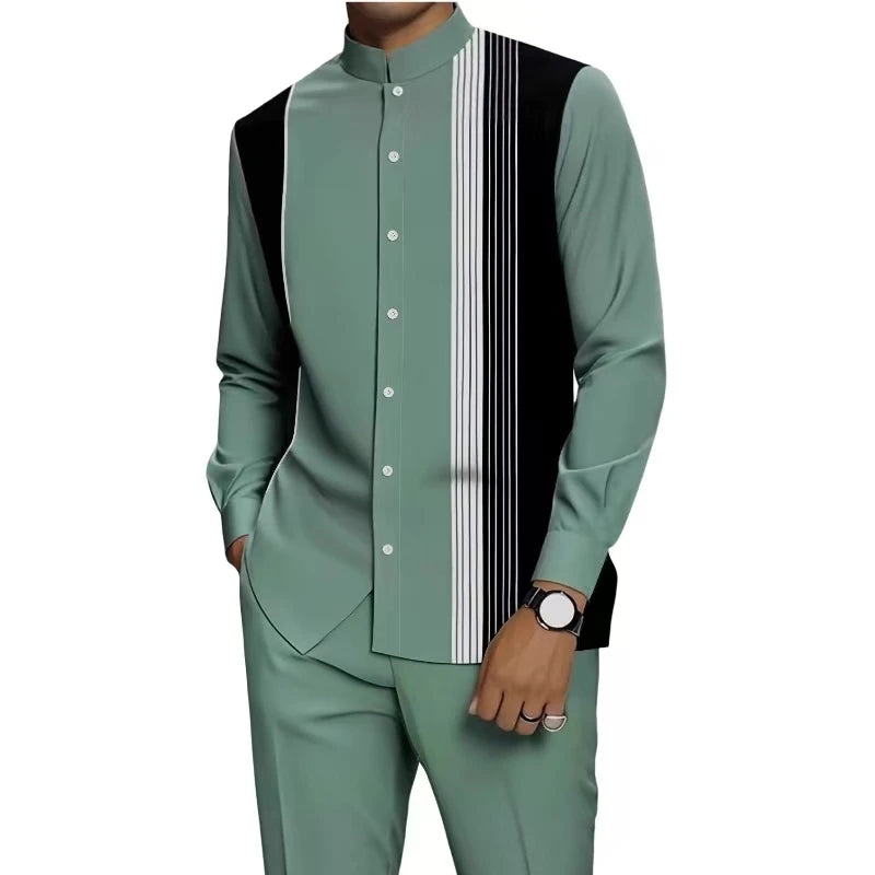 Camisa Masculina Casual ao Ar Livre de Listras