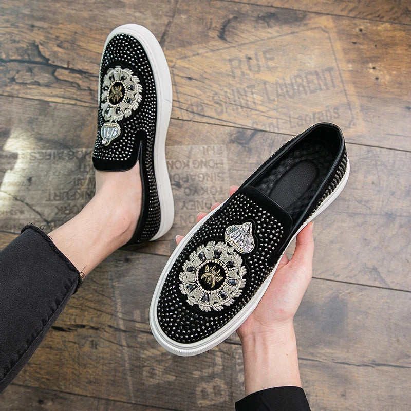 Mocassins Casuais macios estilo punk