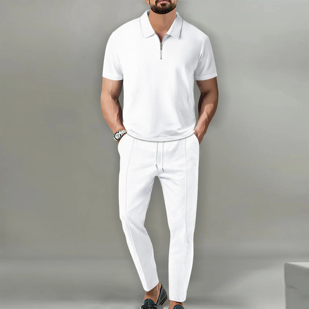 POLO de Manga Curta Elegante Conjunto Casual Streetwear