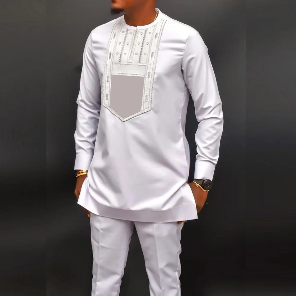 Fato Africano (Camisa+Calças Monocromáticas)