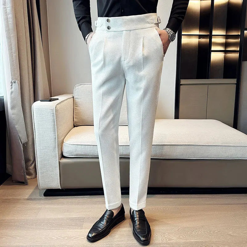 Calças Sociais de Cintura Alta Slim-Fit