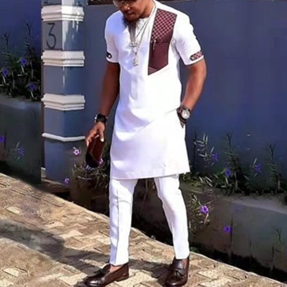 Fato Africano (Camisa+Calças Monocromáticas)