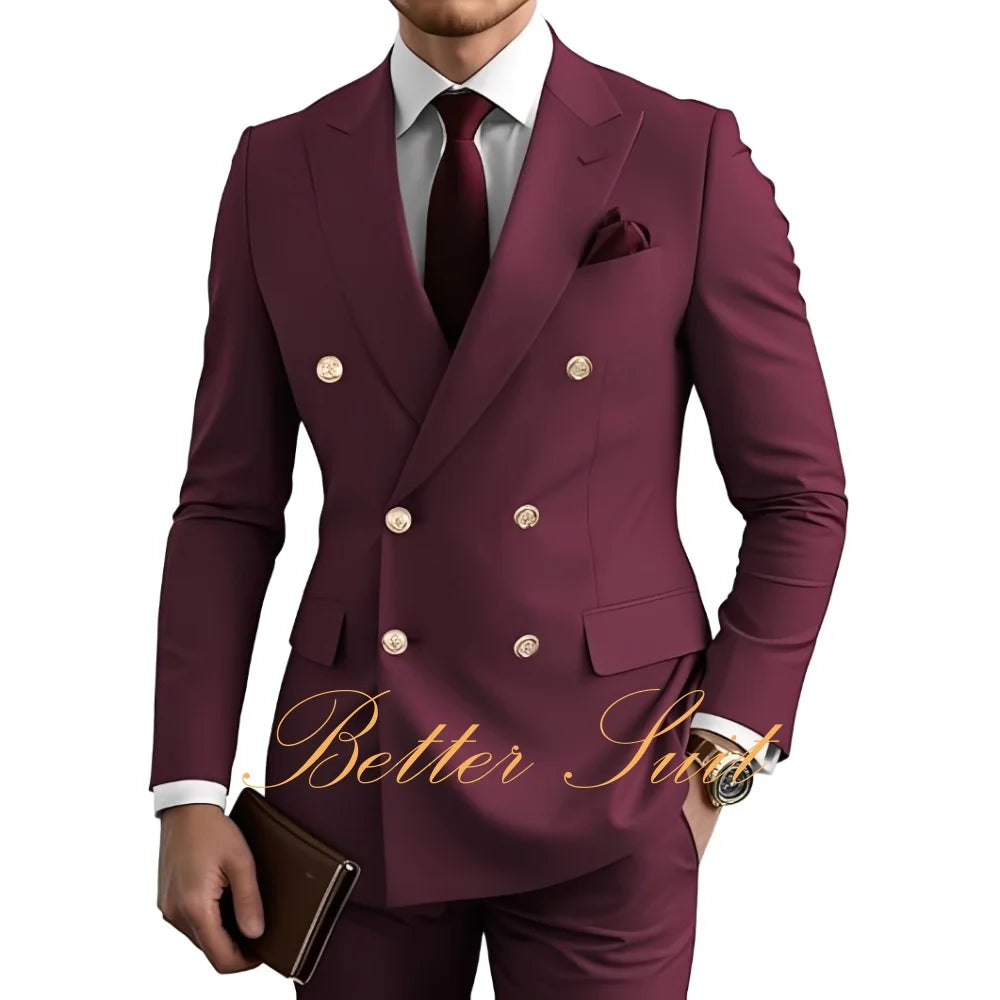 Terno Formal Slim-Fit com Blazer Duplo Breasted