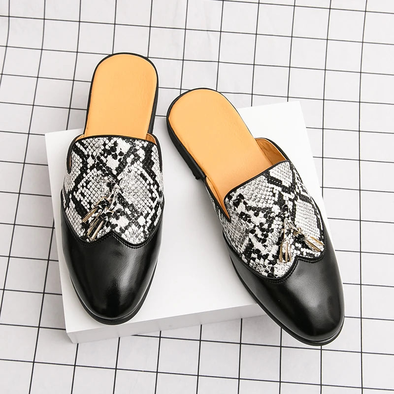 Chinelos Slides Mocassins Casual de Couro
