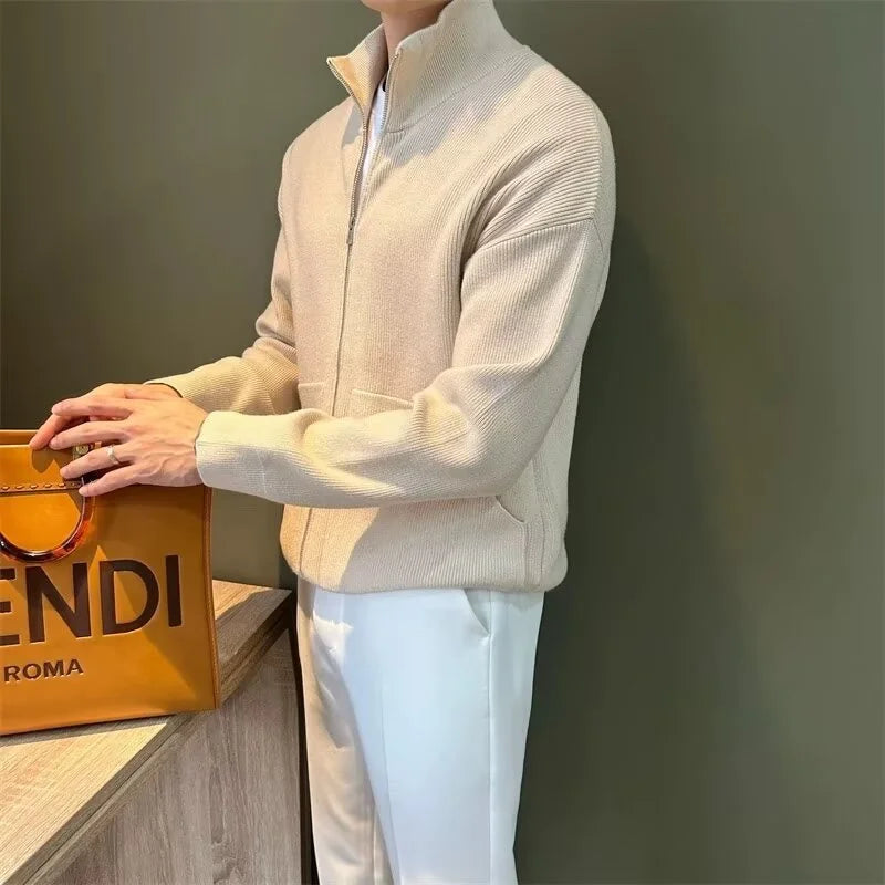 Camisola cardigan de gola alta