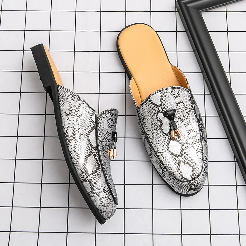 Chinelos Slides Mocassins Casual de Couro