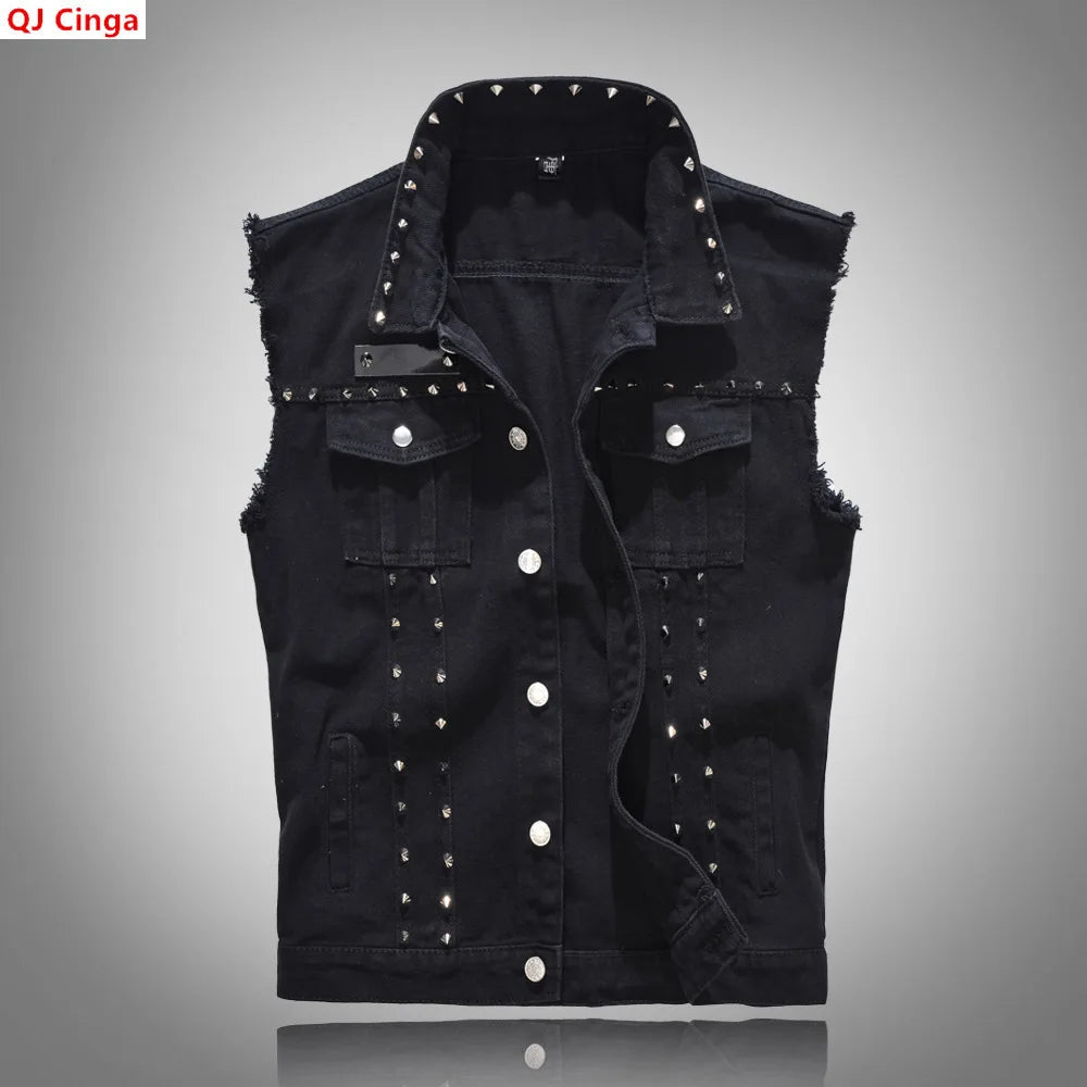 Colete Jeans de Lapela com Abotoamento Simples