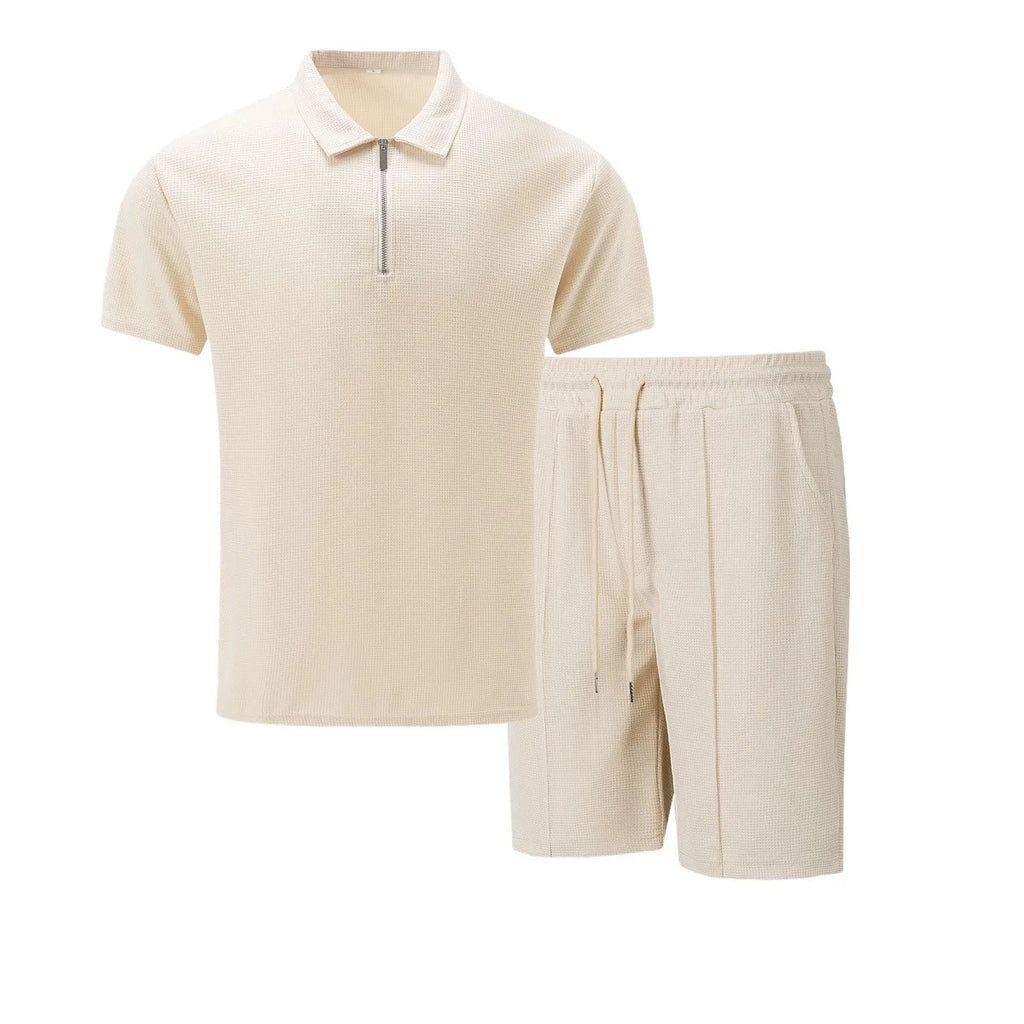 POLO de Manga Curta Elegante Conjunto Casual Streetwear