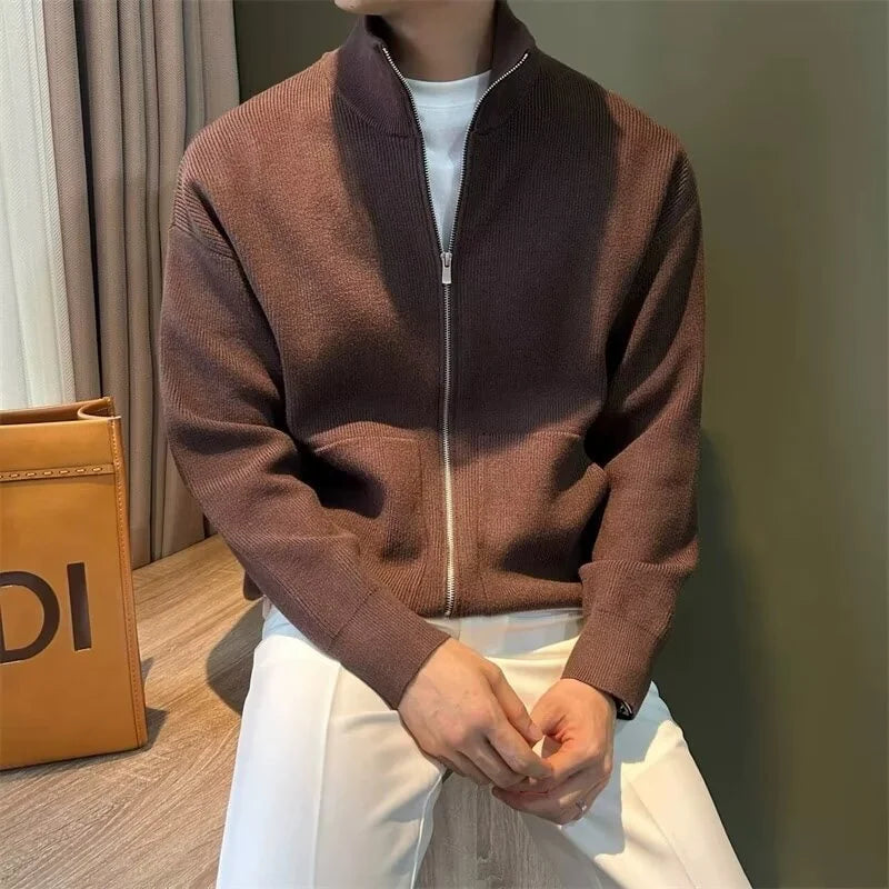 Camisola cardigan de gola alta