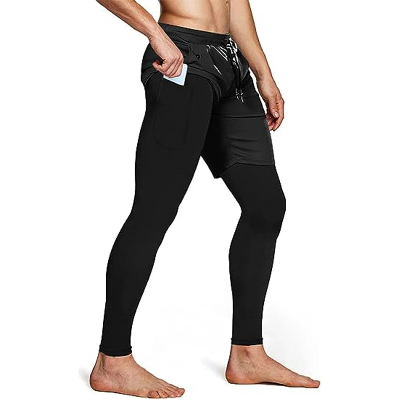 Calças esportivas masculinas 2 em 1 treinamento atlético treino esportivo treino masculino jogging calças ginásio de fitness correndo calças