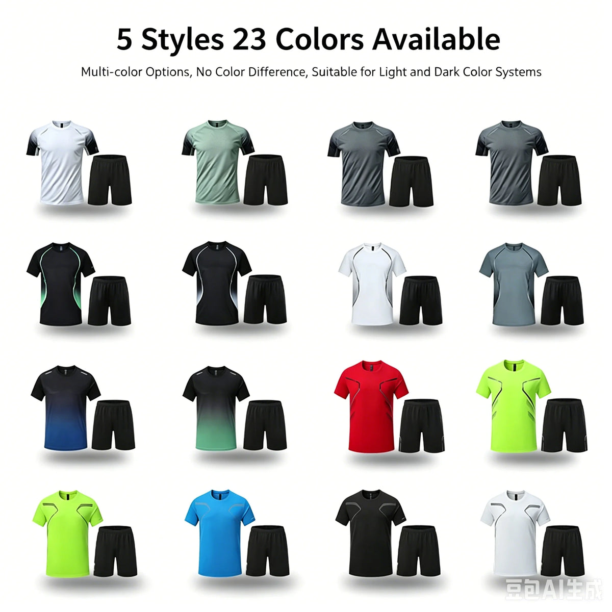 Roupas de Fitness em Tecido de Seda Gelada, Camiseta de Secagem Rápida para Homens, Conjunto de Camiseta de Manga Curta e Shorts para Treino Esportivo