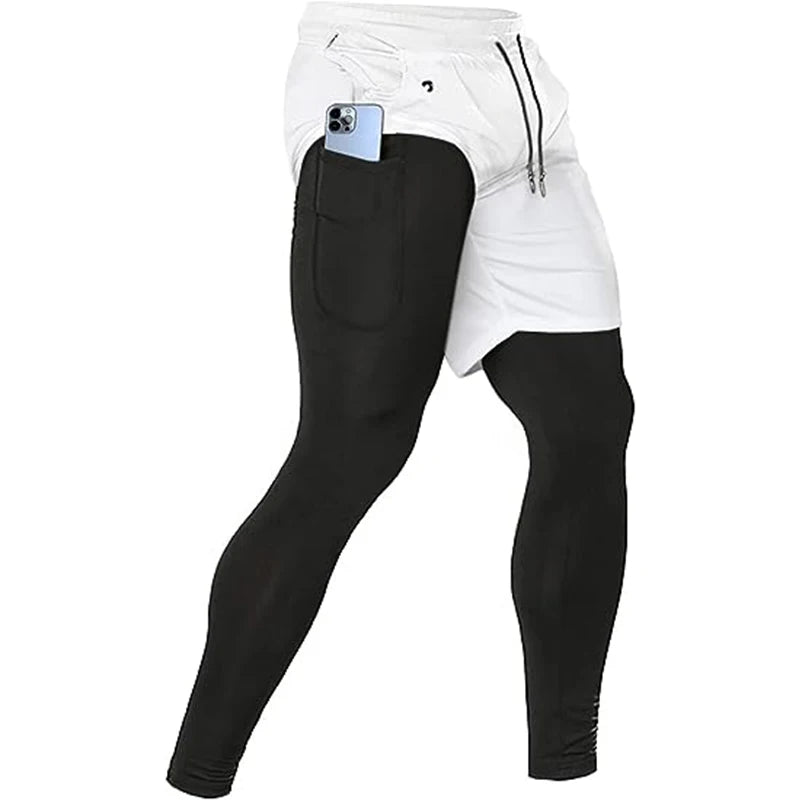 Calças esportivas masculinas 2 em 1 treinamento atlético treino esportivo treino masculino jogging calças ginásio de fitness correndo calças